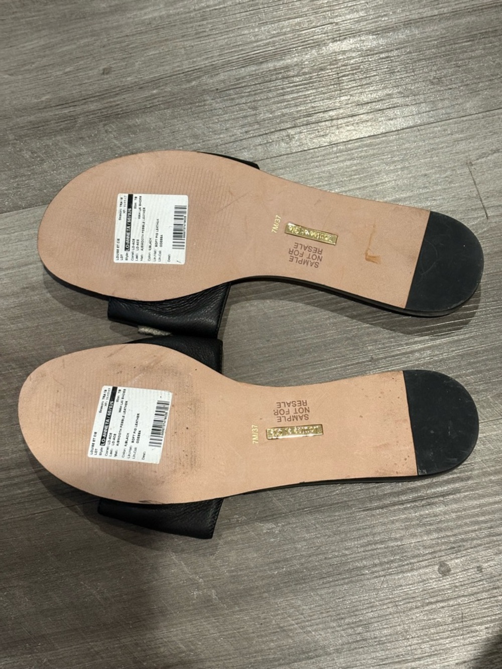 Louise et Cie Black Slide Sandals with Cream Script - Picture 3 of 5